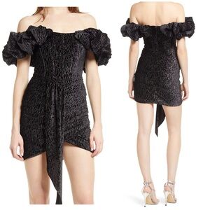 Lavish Alice Off Shoulder Corset Bodice Velvet Diamante Dress Black